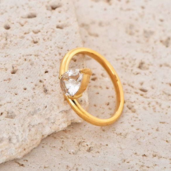 Wholesale Stainless Steel Water Drop Shape Electroplating Women's Ring Minimalist Trendy Accessory