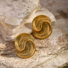 Wholesale Stainless Steel Water Drop Texture Spiral Asymmetric Electroplated Earrings For Women