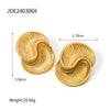 Wholesale Stainless Steel Water Drop Texture Spiral Asymmetric Electroplated Earrings For Women