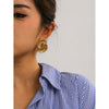 Wholesale Stainless Steel Water Drop Texture Spiral Asymmetric Electroplated Earrings For Women