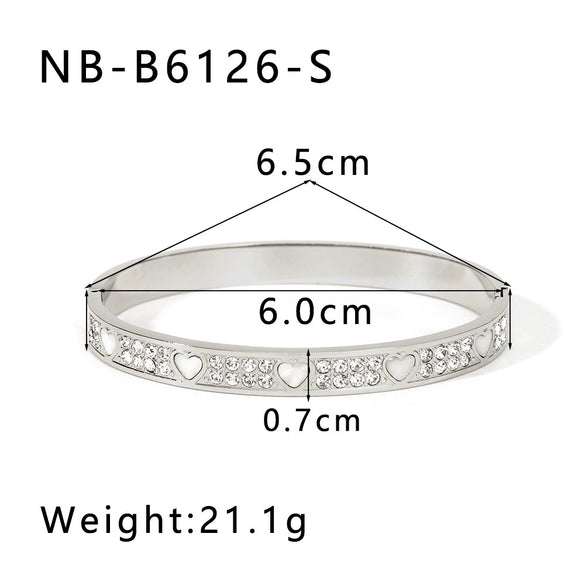 Wholesale Stainless Steel Waterproof Inlaid Zircon White Shell Full Diamond 18K Gold Color Bracelet With 18K Furnace Vacuum Plating