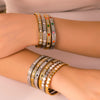 Wholesale Stainless Steel Waterproof Inlaid Zircon White Shell Full Diamond 18K Gold Color Bracelet With 18K Furnace Vacuum Plating