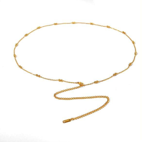 Wholesale Stainless Steel Wave Pattern Multi Layer Bead Waist Chain And Necklace With Electroplating For Women Simple Style