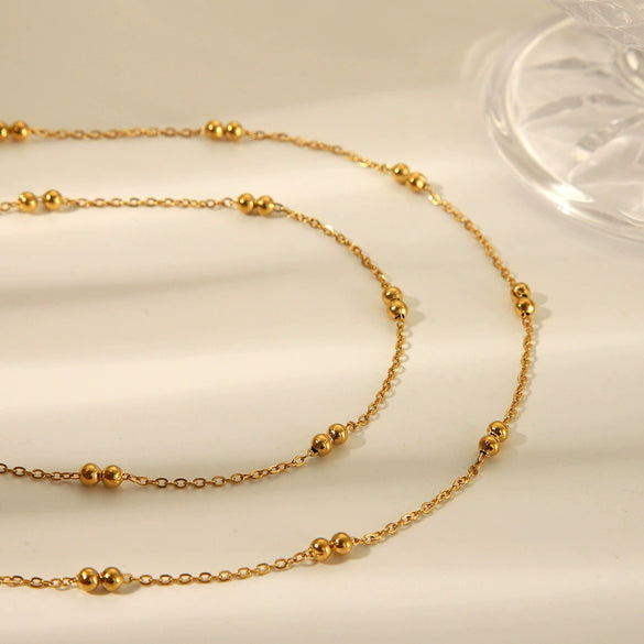 Wholesale Stainless Steel Wave Pattern Multi Layer Bead Waist Chain And Necklace With Electroplating For Women Simple Style