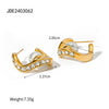Wholesale Stainless Steel Wave Shape Diamond Beads Earrings With Electroplating For Women