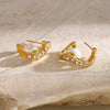 Wholesale Stainless Steel Wave Shape Diamond Beads Earrings With Electroplating For Women