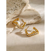 Wholesale Stainless Steel Wave Shape Diamond Beads Earrings With Electroplating For Women