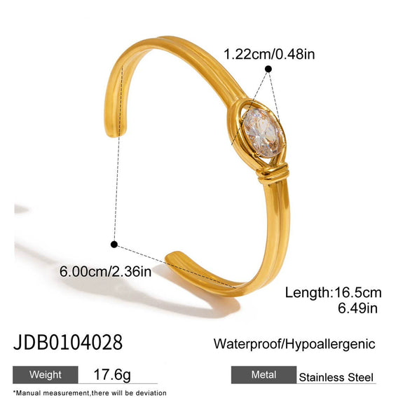Wholesale Stainless Steel Wide Hollow Zircon Open Bracelet For Women Geometric Style With Electroplating Nonfading Highend Jewelry