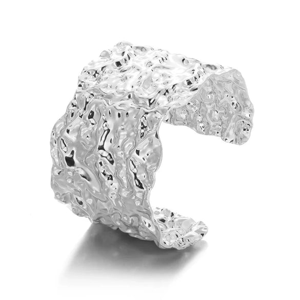 Wholesale Stainless Steel Wide Open Bracelet With Hiphop Style 18K Gold Plated