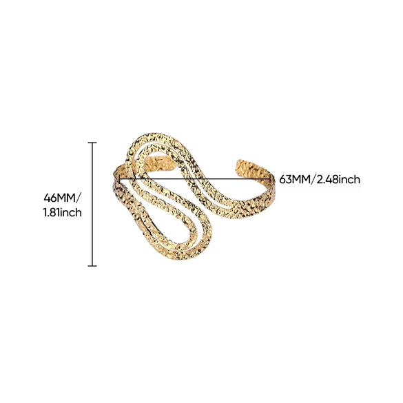 Wholesale Stainless Steel Wide Open Bracelet With Hiphop Style 18K Gold Plated