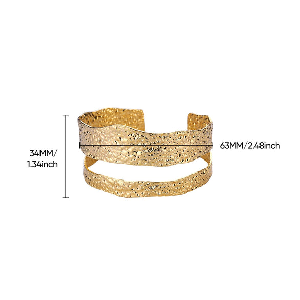 Wholesale Stainless Steel Wide Open Bracelet With Hiphop Style 18K Gold Plated