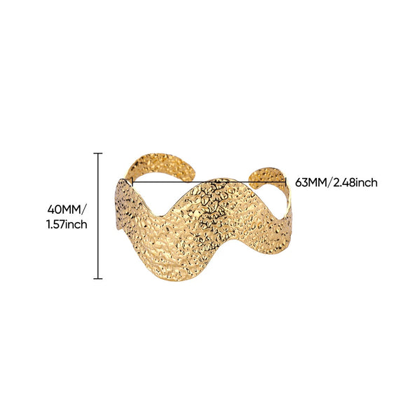 Wholesale Stainless Steel Wide Open Bracelet With Hiphop Style 18K Gold Plated