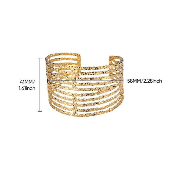Wholesale Stainless Steel Wide Open Bracelet With Hiphop Style 18K Gold Plated