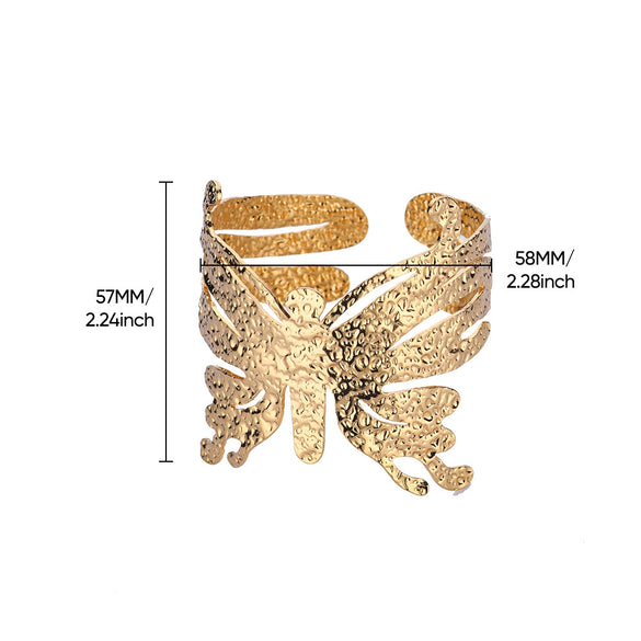 Wholesale Stainless Steel Wide Open Bracelet With Hiphop Style 18K Gold Plated