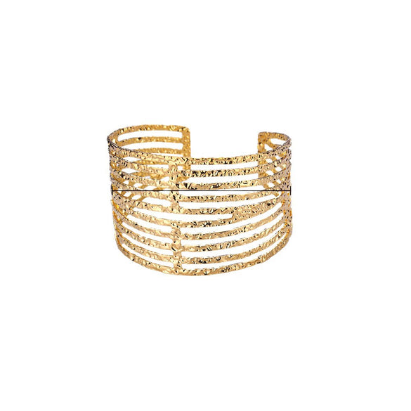 Wholesale Stainless Steel Wide Open Bracelet With Hiphop Style 18K Gold Plated