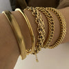 Wholesale Stainless Steel Wide Surface Bracelet With Geometric Pattern In Simple Style Pvd Vacuum Furnace Electroplated For Women