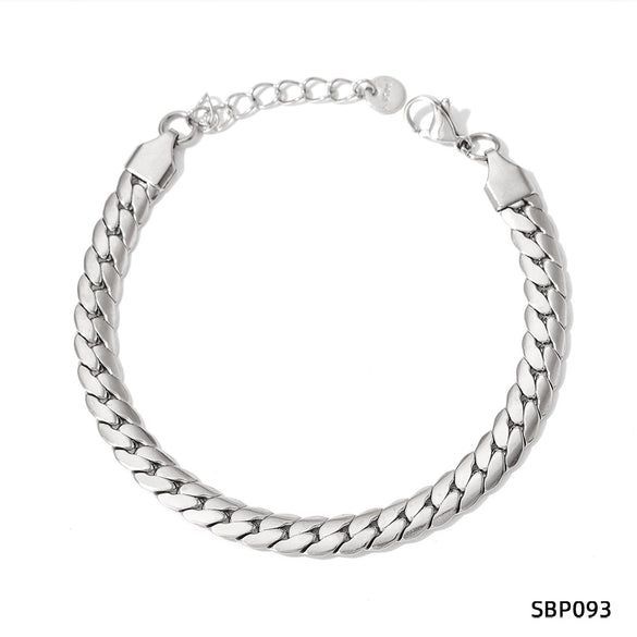 Wholesale Stainless Steel Women's Bracelet Set With Exaggerated Design Sense Wheat Chain Stitching Rhombus Pattern And Electroplating