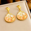 Wholesale Stainless Steel Women's Cartoon Geometric Dripping Oil Ocean Wind Pendant Earrings With Scallop Starfish Shell