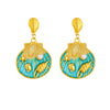 Wholesale Stainless Steel Women's Cartoon Geometric Dripping Oil Ocean Wind Pendant Earrings With Scallop Starfish Shell