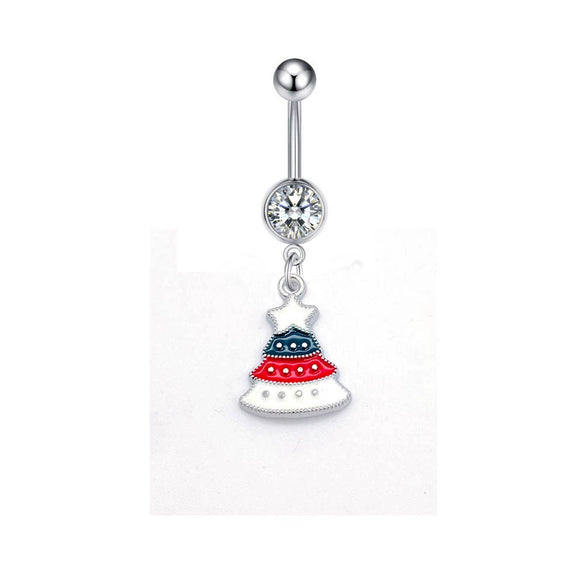 Wholesale Stainless Steel Women's Christmas Navel Ring With Santa Claus Snowflake Elk Pendant Electroplated