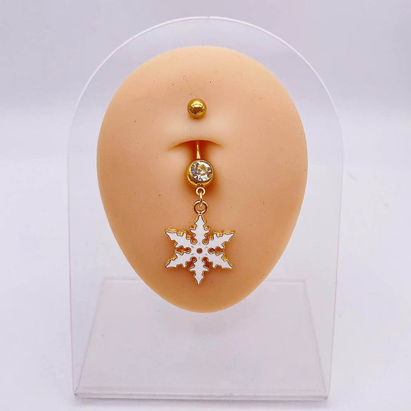 Wholesale Stainless Steel Women's Christmas Navel Ring With Santa Claus Snowflake Elk Pendant Electroplated