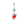 Wholesale Stainless Steel Women's Christmas Navel Ring With Santa Claus Snowflake Elk Pendant Electroplated