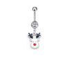 Wholesale Stainless Steel Women's Christmas Navel Ring With Santa Claus Snowflake Elk Pendant Electroplated