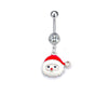 Wholesale Stainless Steel Women's Christmas Navel Ring With Santa Claus Snowflake Elk Pendant Electroplated
