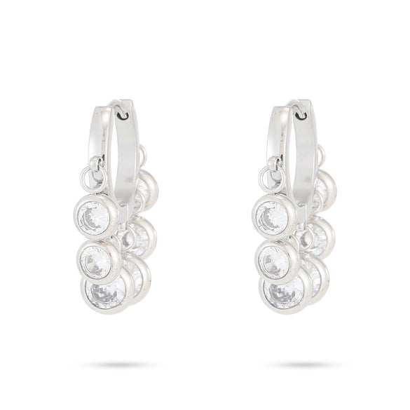 Wholesale Stainless Steel Women's Earrings Fashionable Light Luxury Geometric 18K Vacuum Goldplated With Diamond Embedded