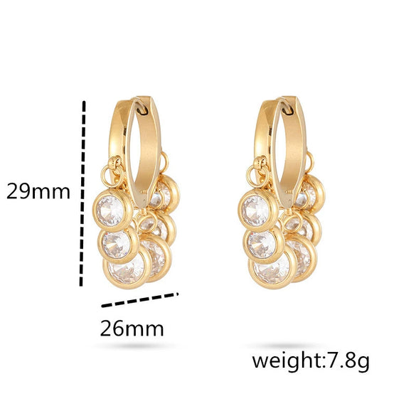 Wholesale Stainless Steel Women's Earrings Fashionable Light Luxury Geometric 18K Vacuum Goldplated With Diamond Embedded