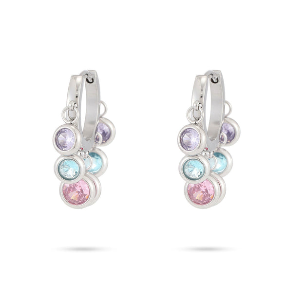 Wholesale Stainless Steel Women's Earrings Fashionable Light Luxury Geometric 18K Vacuum Goldplated With Diamond Embedded