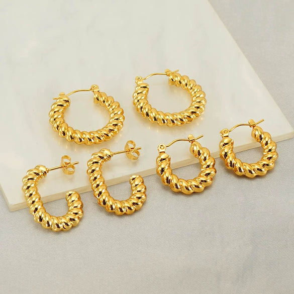 Wholesale Stainless Steel Women's Earrings Geometric Spiral Design Retro Electroplated Light Luxury Fashion