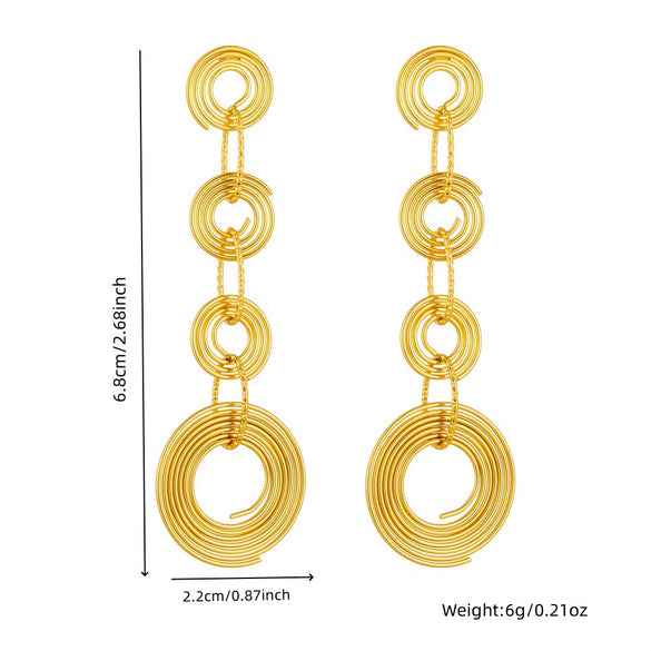 Wholesale Stainless Steel Women's Earrings Gold Plated Love Tassel With Heart Drop Geometric Pattern