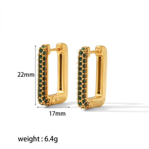 Wholesale Stainless Steel Women's Earrings Inlaid With White Stones Geometric Ushape Highend Niche Electroplated And Haoshi Inlaid