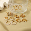 Wholesale Stainless Steel Women's Earrings Inlaid With Zircon Rice Beads C Shaped Geometric 18K Vacuum Plated In Furnace