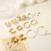 Wholesale Stainless Steel Women's Earrings Inlaid With Zircon Rice Beads C Shaped Geometric 18K Vacuum Plated In Furnace