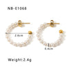 Wholesale Stainless Steel Women's Earrings Inlaid With Zircon Rice Beads C Shaped Geometric 18K Vacuum Plated In Furnace