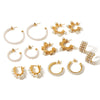 Wholesale Stainless Steel Women's Earrings Inlaid With Zircon Rice Beads C Shaped Geometric 18K Vacuum Plated In Furnace