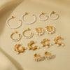 Wholesale Stainless Steel Women's Earrings Inlaid With Zircon Rice Beads C Shaped Geometric 18K Vacuum Plated In Furnace