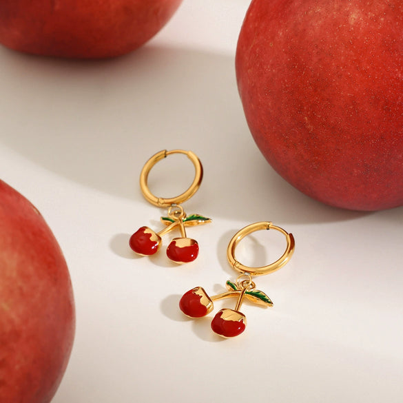 Wholesale Stainless Steel Women's Earrings With Fruit Food Style Geometric Shape And Electroplating