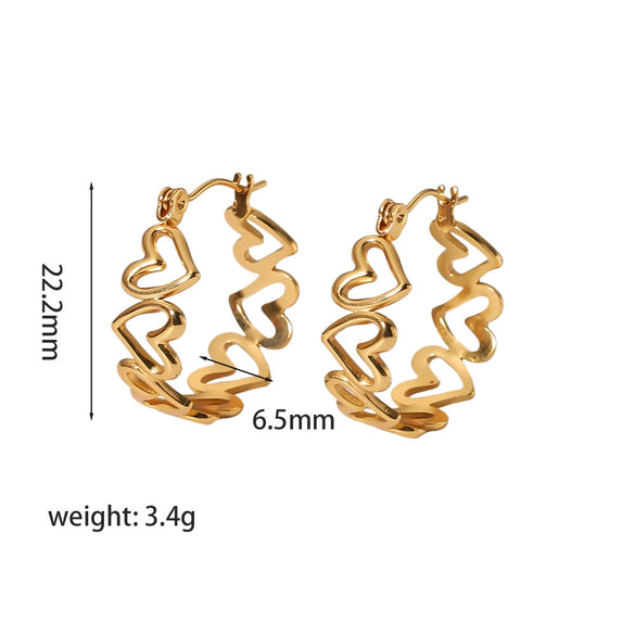Wholesale Stainless Steel Women's Earrings With Heart Leaves Geometric Pattern Electroplated