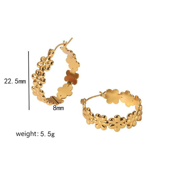 Wholesale Stainless Steel Women's Earrings With Heart Leaves Geometric Pattern Electroplated