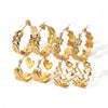 Wholesale Stainless Steel Women's Earrings With Heart Leaves Geometric Pattern Electroplated