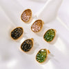 Wholesale Stainless Steel Women's Earrings With Inlaid Color Zircon In Irregular Shape And Geometric Pattern 18K Vacuum Plated In Furnace