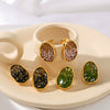 Wholesale Stainless Steel Women's Earrings With Inlaid Color Zircon In Irregular Shape And Geometric Pattern 18K Vacuum Plated In Furnace