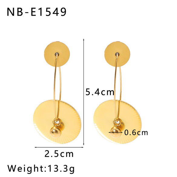 Wholesale Stainless Steel Women's Earrings With Stars Love Geometric Design Hollow Titanium Steel Plated 18K Gold Pearl Pendant Vacuum Plating In Furnace 18K