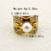 Wholesale Stainless Steel Women's Exaggerated Elegant Ring With Pearl Diamond In French Retro Style And Electroplating Treatment