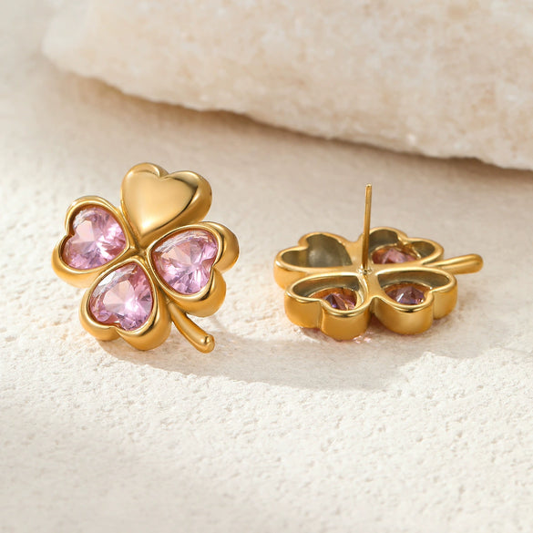 Wholesale Stainless Steel Women's Fashion Earrings With Flower And Geometric Pattern And Electroplating Design