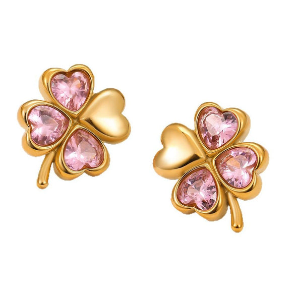 Wholesale Stainless Steel Women's Fashion Earrings With Flower And Geometric Pattern And Electroplating Design