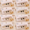 Wholesale Stainless Steel Women's Fashion Earrings With Geometric Square Heart Flower And Drop Shapes Set With Diamonds